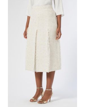 Marina Rinaldi Eburnea Metallic Tweed Mixed Media Skirt - Natural