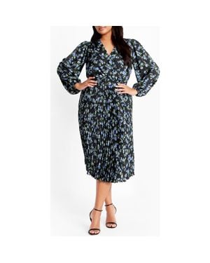 City Chic Nina Floral Midi Dress - Blue