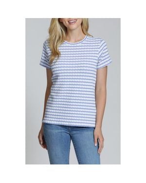 Apny Stripe Textured Short Sleeve Top - Blue