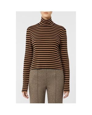 MM by Max Mara Blasy Stripe Mock Neck Shirt - Brown