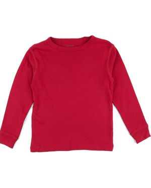 Leveret Kids Long Sleeve T-Shirt, 100% Cotton, Solid Colors - Red