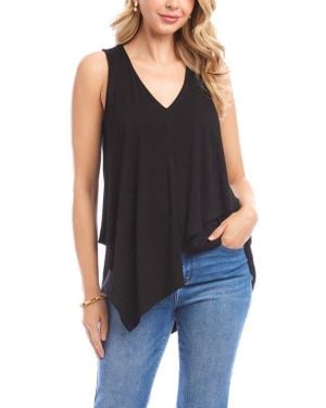 Karen Kane Drape Layered Asymmetric Tank - Black