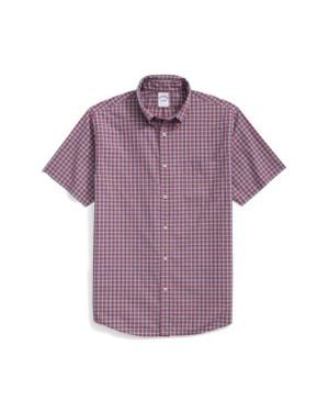 Brooks Brothers Friday Regular Fit Plaid Cotton Poplin Button-Down Shirt - Purple