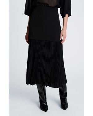 Kenneth Cole Pleated Layered Midi Skirt - Black