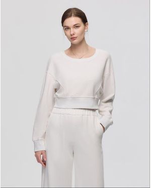 JUANA Hemp Essentials Fleece Cropped Sweater - White
