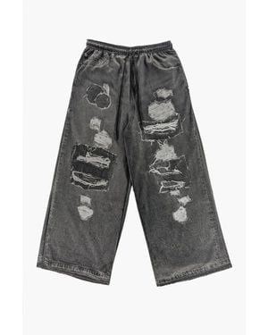 The Celect Xtra Wide Printed Denim Pant - Gray