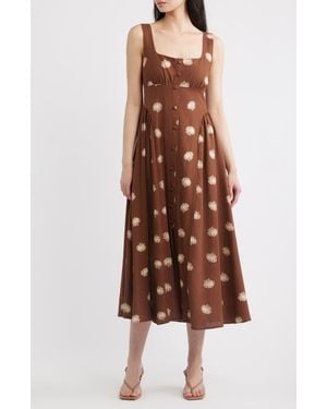 Blu Pepper Seashell Print Midi Dress - Brown