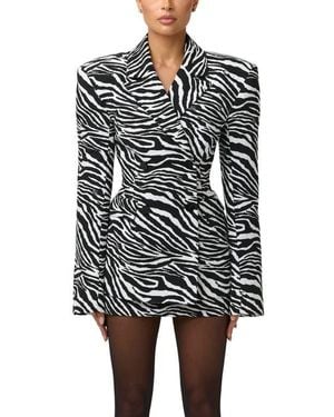 Naked Wardrobe Jacquard Double Breasted Blazer - White