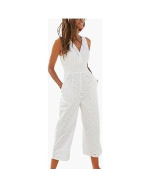 Lascana Sleeveless Eyelet Jumpsuit - White