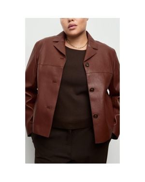 Mango Faux Leather Jacket - Brown