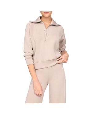 Spanx Airessentials Half Zip Sweatshirt - Natural