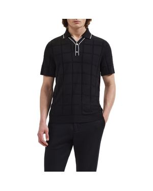 Bugatchi Grid Short Sleeve Cotton & Modal Sweater - Black