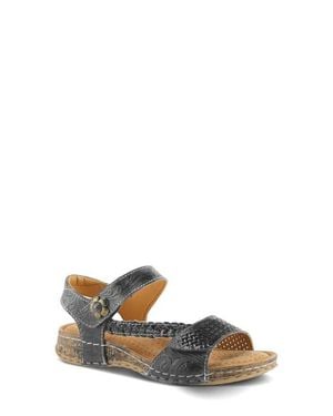 Spring Step Popular Asymmetric Ankle Strap Sandal - Black