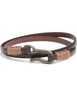 Caputo & Co. Leather Double Wrap Bracelet - Brown