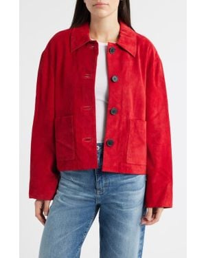 Madewell Boxy Crop Suede Jacket - Red