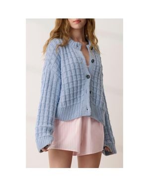 Lunya Cloud Cotton Basket Stitch Cardigan - Blue