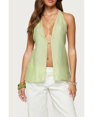Edikted Split Front Halter Top - Green