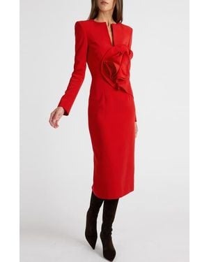 Santorelli Maya Long Sleeve Midi Dress - Red