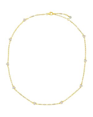 Crislu Valentine Cubic Zirconia Heart Station Necklace - Metallic