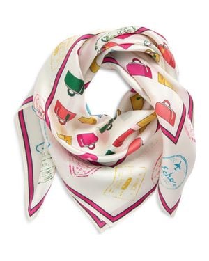 Echo Luggage Silk Square Scarf - Pink