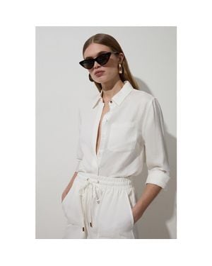 Karen Millen Linen Blend Long Sleeve Shirt - Gray