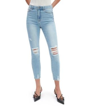 Bardot Khloe Ripped High Waist Crop Skinny Jeans - Blue