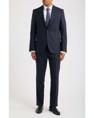 Jack Victor Esprit Tonal Plaid Wool Suit - Blue