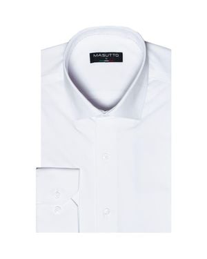 MASUTTO Lior 8 Way Stretch Knit Solid Button-Up Long Sleeve Shirt - White