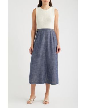 ZOE AND CLAIRE Mixed Media Dress - Blue