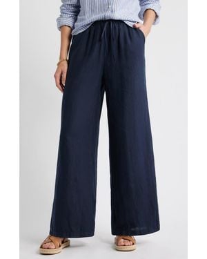 Caslon Easy Wide Leg Linen Pants - Blue
