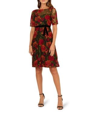 Adrianna Papell Floral Embroidered Cocktail Dress