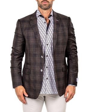 Maceoo Socrate Marthyr017 Plaid Slub Virgin Wool Sport Coat - Black