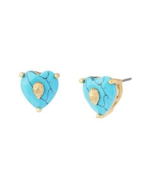 Kurt Geiger Crystal Heart Stud Earrings - Blue