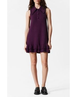 & Other Stories Frill Trim Collar Sweater Minidress - Purple