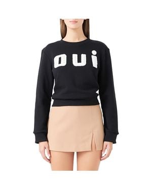 Endless Rose Oui Imitiation Pearl Embellished Cotton Sweatshirt - Black