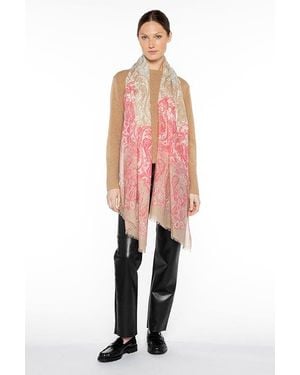 Kinross Cashmere Faded Paisley Print Scarf - Pink