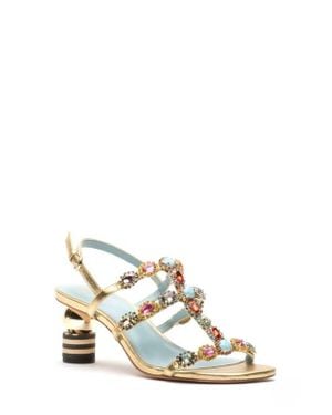 Frances Valentine Kiki Gem Heel Sandal - Metallic