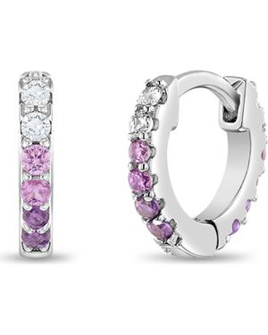 IN SEASON JEWELRY Double Sided Prong Cubic Zirconia Hoop Earrings - White