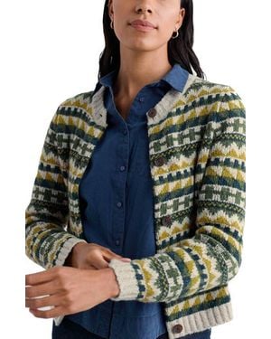 Seasalt Cornwall Daedon Pick Fair Isle Merino Wool Blend Cardigan - Blue