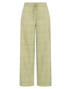 Ichi Ihjoli Plaid Drawstring Straight Leg Pants - Green