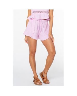 Roxy Bazai Babe Gauze Raw Hem Shorts - Pink