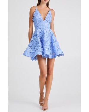 HELSI Blake Floral Appliqué Lace Cocktail Minidress - Blue