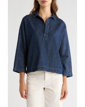 Frank & Eileen Denim Popover Top - Blue