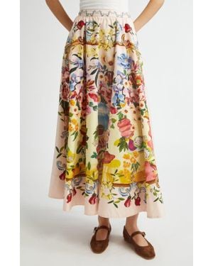 FARM Rio Garden Terrace Cotton Maxi Skirt - Yellow