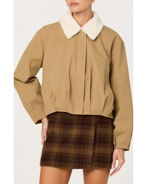 Astr Raevin Faux Fur Collared Jacket - Natural