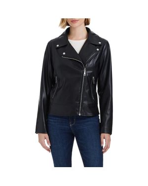 Vince Camuto Asymmetric Zip Faux Leather Jacket - Black