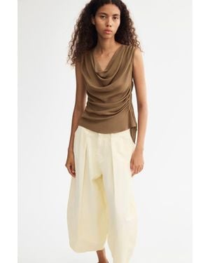 H&M Draped One-Shoulder Top - Natural