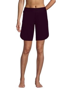 Lands' End 9 Quick Dry Elastic Waist Modest Board Shorts Swim Cover-Up Shorts With Panty - Purple