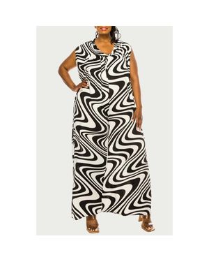 L I V D Ortega Printed Sleeveless Wide Leg Jumpsuit - Black