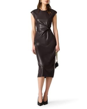 Steve Madden Chiara Faux Leather Midi Dress - Black